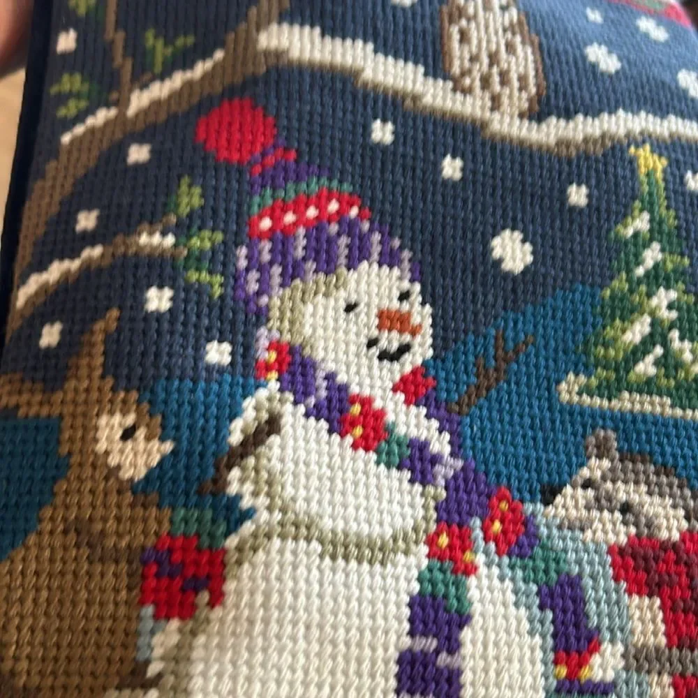 Land's End holiday stocking needlepoint ZOEY embroidered cotton velvet back New